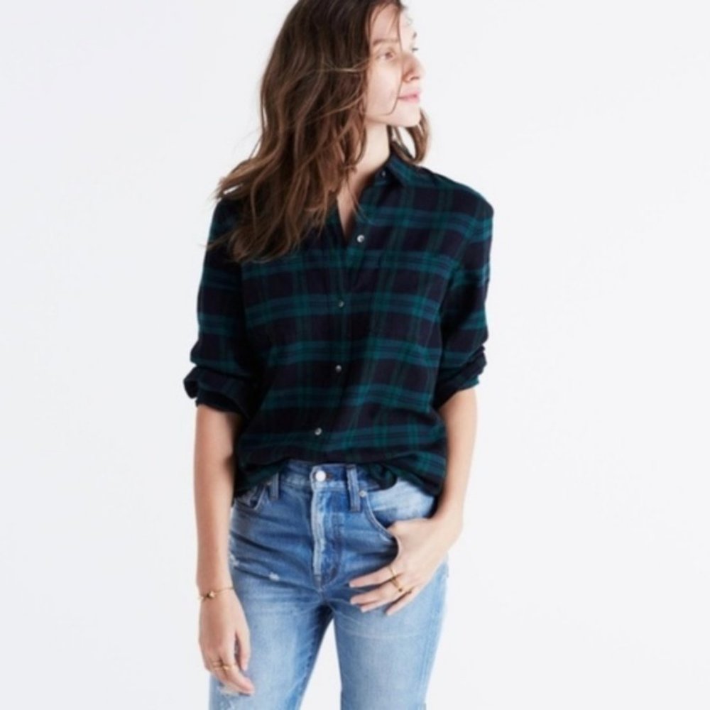 NWT Madewell Exboyfriend Shirt Dark Plaid Flannel